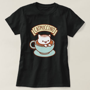 Camiseta T-shirt do gato das mulheres - "CATPUCCINO "