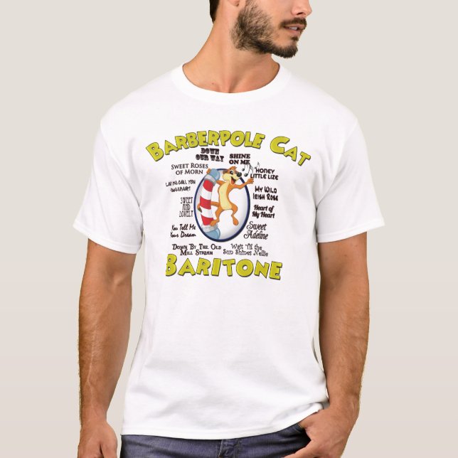 Camiseta T-shirt do gato de Barberpole -- BARÍTONO (Frente)