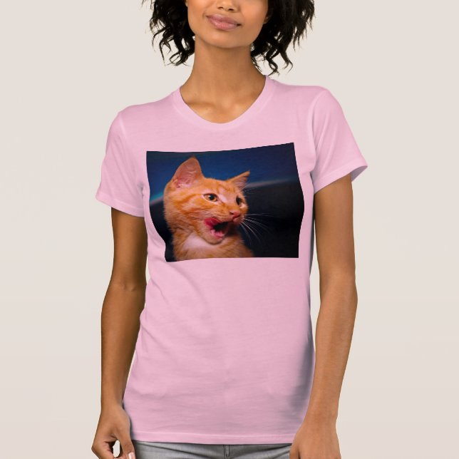 Camiseta T-shirt do gato de gato malhado (Frente)