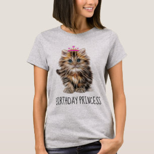 Camiseta T-shirt do gato do aniversário das senhoras,