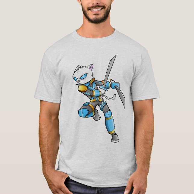 Camiseta T-shirt do gato do guerreiro de Ninja (Frente)