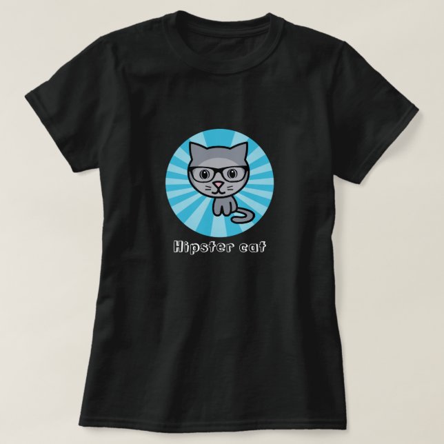 Camiseta T-shirt do gato do hipster (Frente do Design)