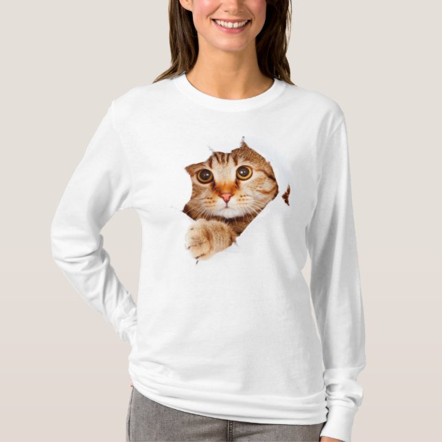 Camiseta T-shirt do gato do peekaboo (Frente)