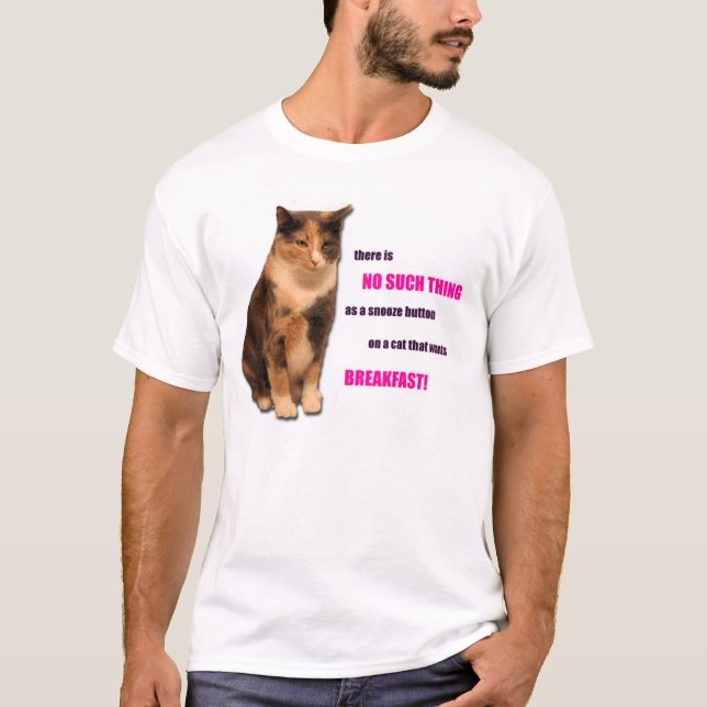 Camiseta T-shirt do gato do pequeno almoço (Frente)