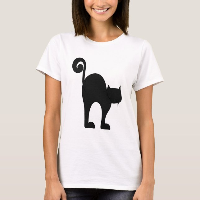 Camiseta T-shirt do gato preto (Frente)