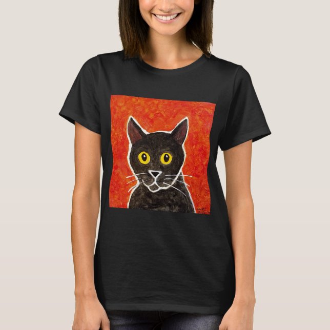 Camiseta T-shirt do gato preto (Frente)