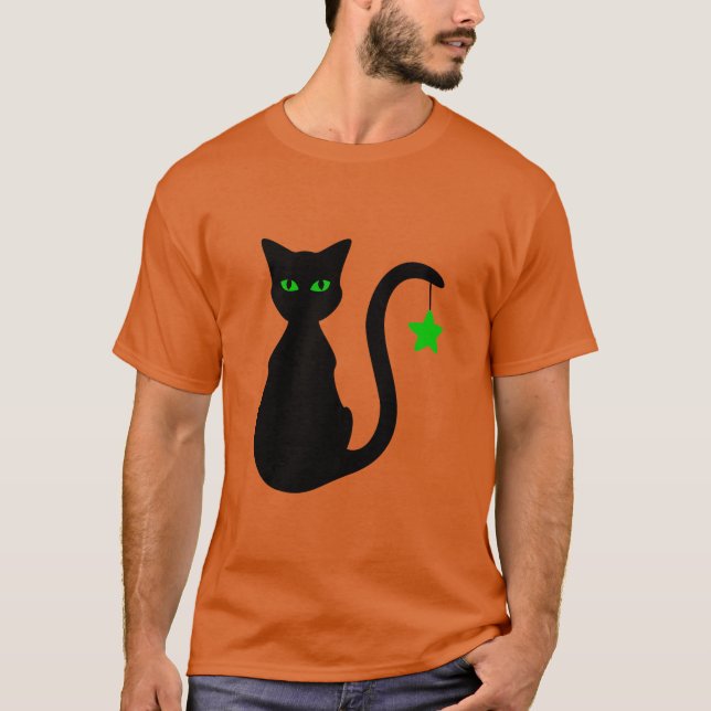 Camiseta T-shirt do gato preto (Frente)