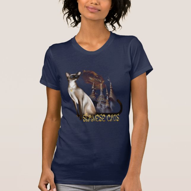 Camiseta T-shirt do gato Siamese (Frente)