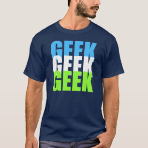 Camiseta t-shirt do geek com design verde branco azul