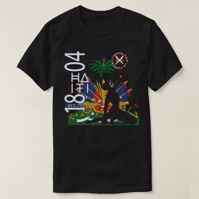 Camiseta T-shirt do gráfico da independência de Haiti (Frente do Design)