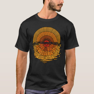 Camiseta T-shirt do gráfico do design da água do por do s
