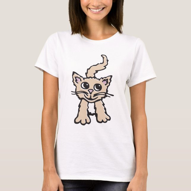 Camiseta T-shirt do gráfico do gatinho/gato (Frente)