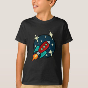 CAMISETA T-SHIRT DO GRÁFICO DO NAVIO DE ROCKET RETRO