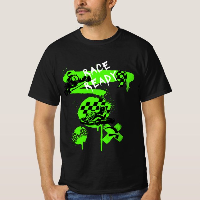 Camiseta T-shirt do Grafite "Race Ready" da Go Kart Racing (Frente)