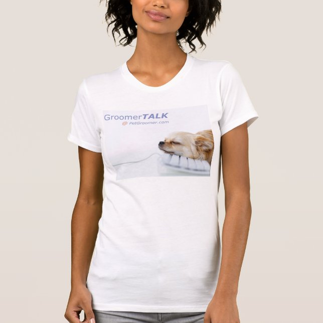 Camiseta T-shirt do GroomerTALK @ PetGroomer.com das (Frente)