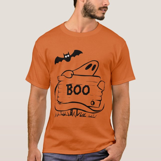 Camiseta T-shirt do Halloween, BOO (Frente)