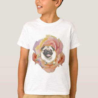 Camiseta T-shirt do Hanes Tagless do miúdo de PugFlower