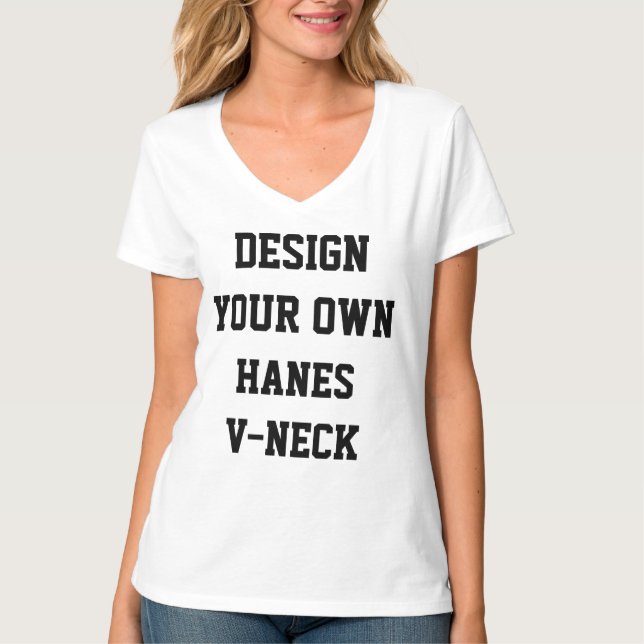 Camiseta T-SHIRT do HANES V-NECK das mulheres (Frente)