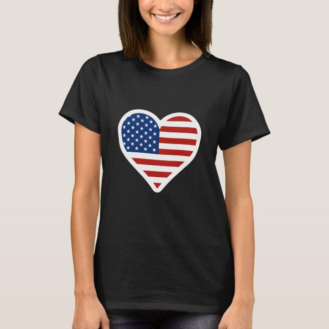 Camiseta T-shirt do Heart Flag dos EUA (Frente)