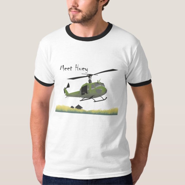 Camiseta T-shirt do helicóptero de Huey da reunião (Frente)