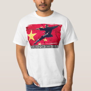 Camiseta T-shirt do ícone de Kung Fu (bandeira chinesa)