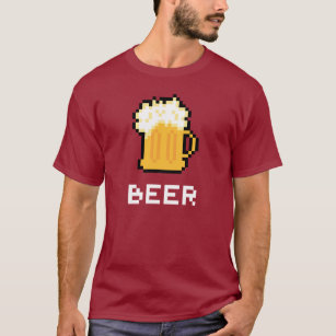 Camiseta T-shirt do ícone do pixel da cerveja