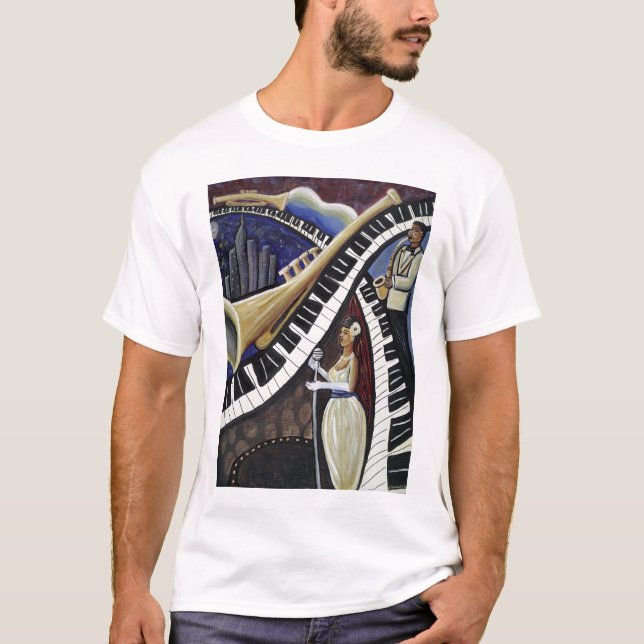 Camiseta T-shirt do jazz do luar (Frente)