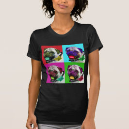 Camiseta T-shirt do jérsei das mulheres do Pug do pop art