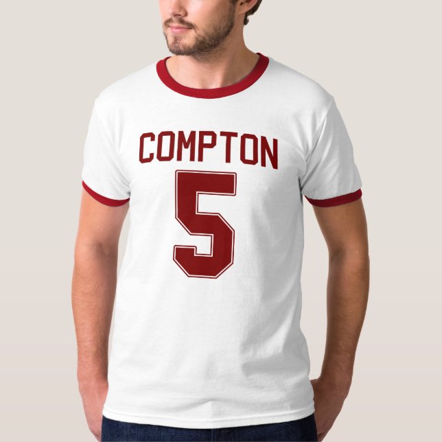 Camiseta T-shirt do jérsei do futebol de Compton #5 (Frente)