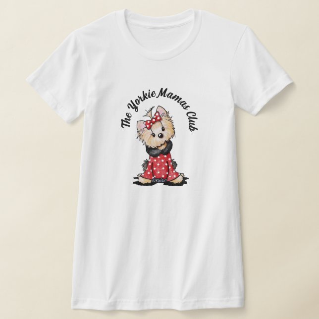 Camiseta T-Shirt do KiniArt Yorkie Mamas Club (Postura )