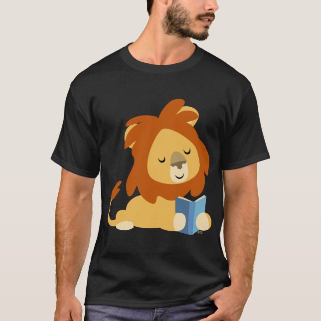 Camiseta T-shirt do leão dos desenhos animados da leitura (Frente)