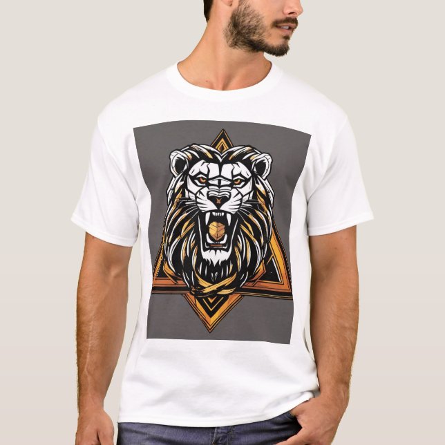 Camiseta T-Shirt do Leão Geométrico (Frente)