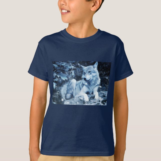 Camiseta T-shirt do lobo azul (Frente)