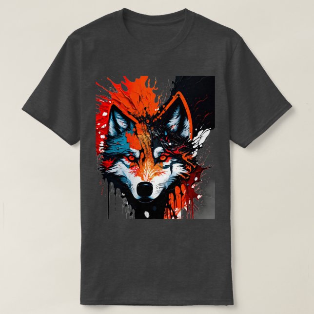 Camiseta T-Shirt do Lobo de Fogo (Frente do Design)