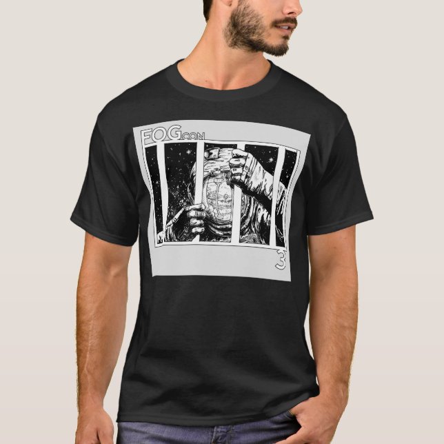 Camiseta T-shirt do logotipo do astronauta de FOGcon (Frente)