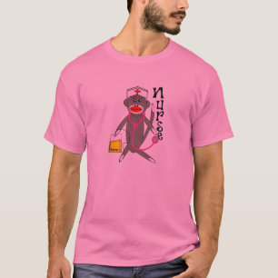 Camiseta T-shirt do macaco da peúga da enfermeira