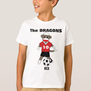 Camiseta T-shirt do macaco da peúga do futebol (vermelho) 