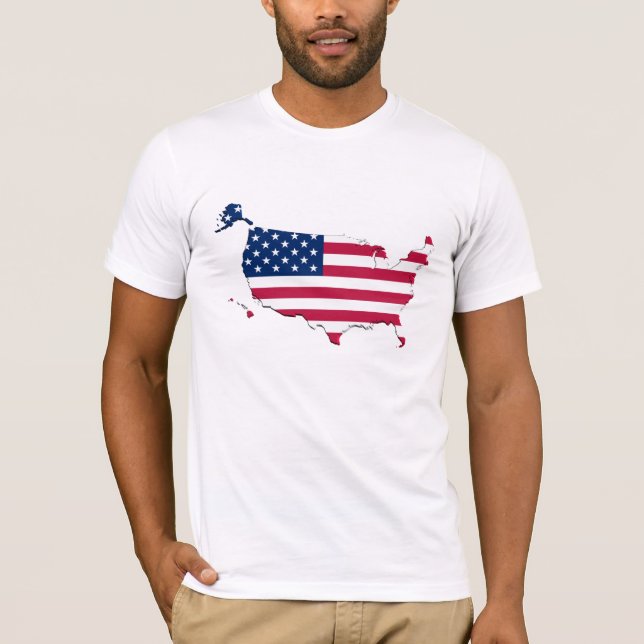 Camiseta T-shirt do mapa da bandeira americana (Frente)