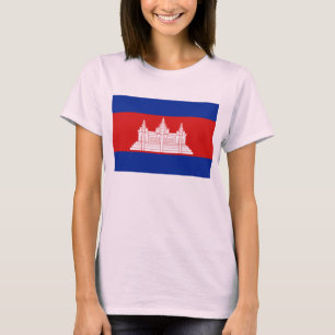 Camiseta T-shirt do mapa da bandeira x de Cambodia