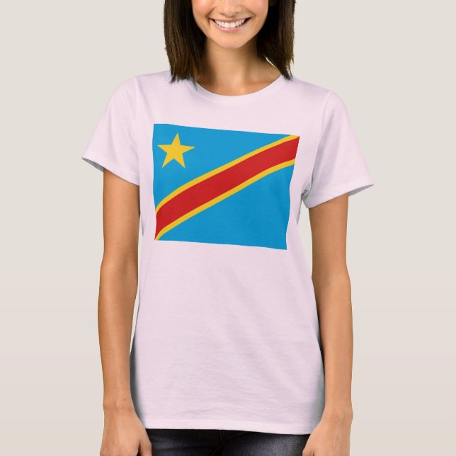 Camiseta T-shirt do mapa da bandeira x de Congo-Kinshasa (Frente)