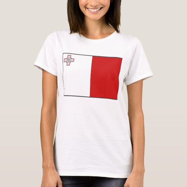 Camiseta T-shirt do mapa da bandeira x de Malta (Frente)