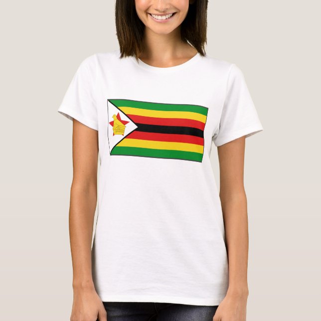 Camiseta T-shirt do mapa da bandeira x de Zimbabwe (Frente)
