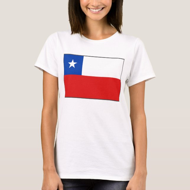 Camiseta T-shirt do mapa da bandeira x do Chile (Frente)