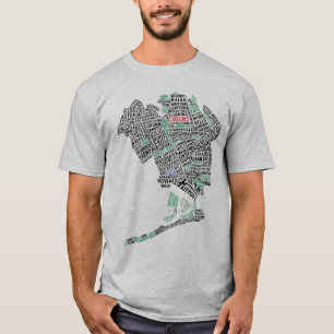 Camiseta T-shirt do mapa da tipografia do Queens New York