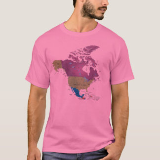 CAMISETA T-SHIRT DO MAPA DE AMERICA DO NORTE