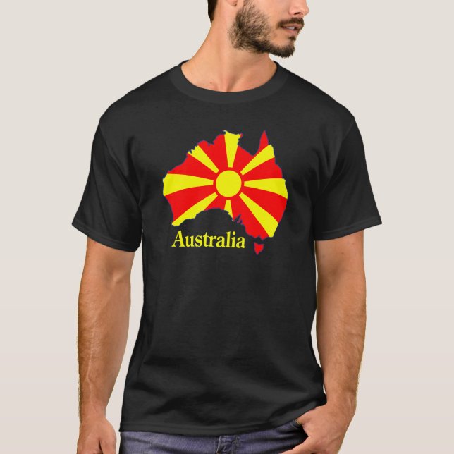 Camiseta T-shirt do mapa de Macedónia Austrália (Frente)
