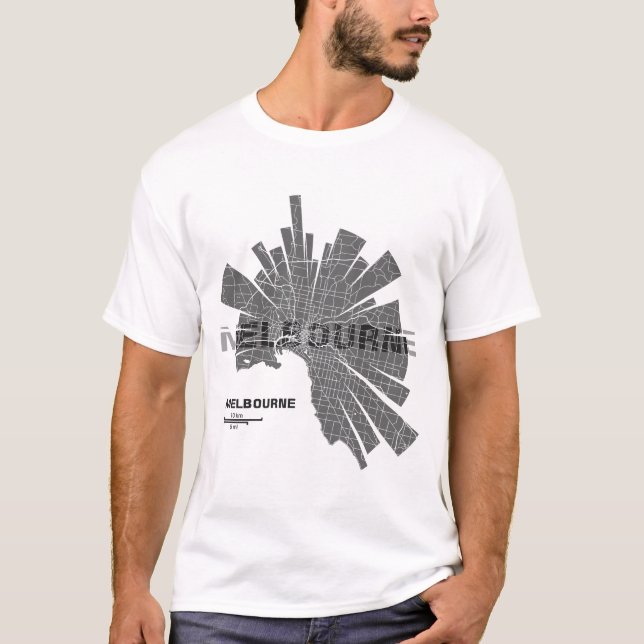 Camiseta T-shirt do mapa de Melbourne (Frente)