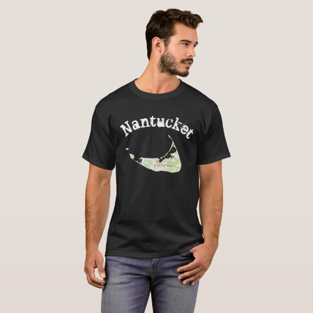 Camiseta T-shirt do mapa de Nantucket (Frente Completa)