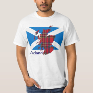 Camiseta T-shirt do mapa de Scotland Saltire do Tartan
