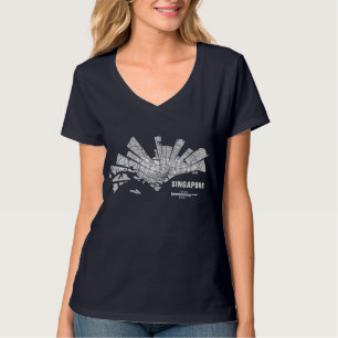 Camiseta T-shirt do mapa de Singapore para mulheres